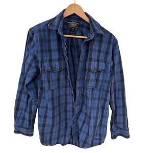 Filson Blue Black Plaid Flannel Shirt 100% Cotton Long Sleeve Button Up XS